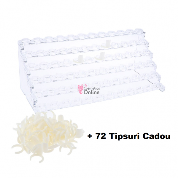 Suport prezentare din Acril cu 72 de pozitii + 72 inele tipsuri